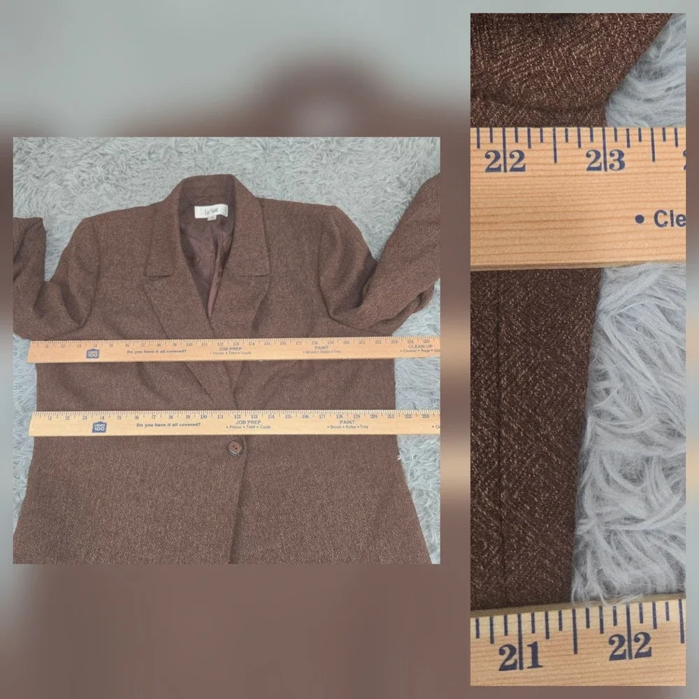 Le Suit Women 18 Brown Geometric Shape Single Button No Vent Blazer Sport Jacket